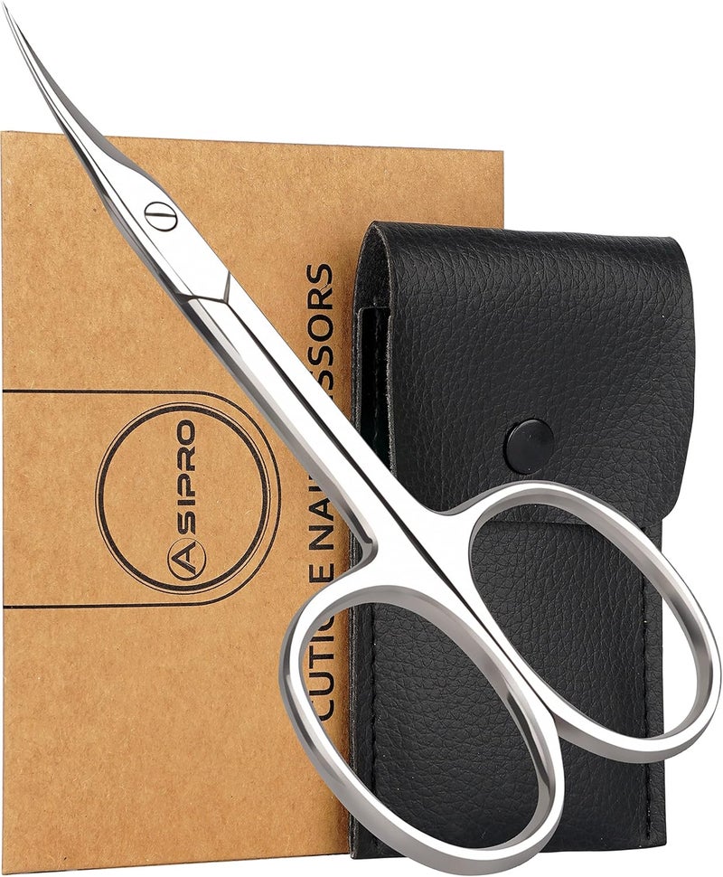 ASIPRO Cuticle Scissors Extra Fine Curved with Case Manicure Scissors for Women & Men Gifts Tijeras para Cuticula Profesional Nail Scissors Stainless Steel Sharp Cuticle Scissors for Nails - Image 1